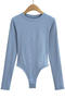 casual slight stretch solid color crew neck bodysuit(size run small)_Black_White_Gray_Dark Gray_Pink_Rose Red_Sky Blue
