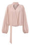 casual non-stretch 3 colors with scarf v-neck blouses(size run small)_Pink
