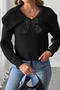 stylish slight stretch knitted bow decor big turndown collar sweater_Black