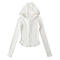 casual slight stretch 7 colors solid color hooded zip-up jacket(size run small)_Black_White