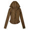 casual slight stretch 7 colors solid color hooded zip-up jacket(size run small)_Black_White_Dark Gray_Pink_Rose Red_Yellow_Brown