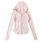 casual slight stretch 7 colors solid color hooded zip-up jacket(size run small)_Black_White_Dark Gray_Pink
