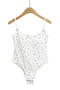 casual slight stretch floral batch printing sling bodysuit(size run small)_Black_White
