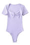 casual slight stretch square neck solid color shirring bodysuit(size run small)_Black_White_Light Purple