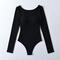 exquisite slight stretch 4 colors kink backless padded bodysuit(size run small)_Black