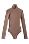 casual slight stretch high collar solid color bodysuit(size run small)_Black_White_Gray_Dark Gray_Red_Beige_Khaki _Brown