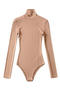 casual slight stretch high collar solid color bodysuit(size run small)_Black_White_Gray_Dark Gray_Red_Beige_Khaki