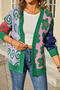 stylish slight stretch color-block knitted all-match sweater(only sweater)_Magenta_Green