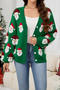 christmas stylish stretch santa claus jacquard v-neck single-breasted sweater_Black_Pink_Green