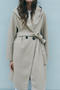 casual non-stretch solid color hooded with belt long jacket_Gray_Khaki