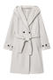casual non-stretch solid color hooded with belt long jacket_Gray