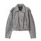 casual non-stretch pu 4 colors lapel zip-up jacket_Gray