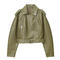 casual non-stretch pu 4 colors lapel zip-up jacket_Gray_Dark Green