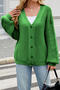 casual slight stretch twist knitted 4 colors v-neck single-breasted sweater_Black_Pink_Green