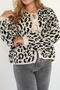 casual slight stretch 4-colors knitted leopard print lace-up cardigan_Black