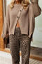 casual slight stretch solid color slit loose knitted sweater_Dark Gray_Khaki