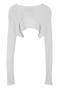 stylish slight stretch 3 colors long sleeve ultra crop knitwear(only knitwear)_Black_White
