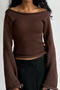stylish slight stretch knitted 3 colors off shoulder all-match sweater_Rose Red_Light Green_Brown