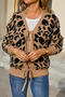 casual slight stretch leopard knitted v-neck lace-up all-match sweater_Black_White_Pink_Khaki 