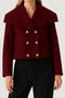 casual non-stretch solid color lapel double-breasted jacket_Black_White_Rose Red