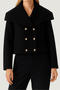 casual non-stretch solid color lapel double-breasted jacket_Black