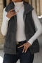casual plus size non-stretch solid color plush warm vest (only vest)_Dark Gray