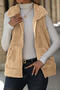 casual plus size non-stretch solid color plush warm vest (only vest)_Dark Gray_Khaki