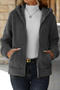 casual plus size non-stretch solid color plush hooded warm outerwear_Dark Gray