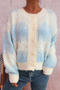 casual slight stretch gradient contrast color jacquard knit cardigan_Gray_Pink_Light Green_Blue