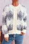 casual slight stretch gradient contrast color jacquard knit cardigan_Gray