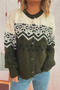 casual slight stretch 5 colors snowflake jacquard knit cardigan_Dark Gray_Red_Dark Green