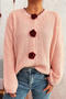 casual slight stretch flower decor button knit cardigan_Pink