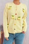casual slight stretch flower decor heart-shaped button knitted cardigan_White_Pink_Red_Yellow