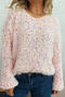casual slight stretch 6 colors colorful jacquard knitted sweater_Black_Light Pink