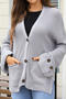 casual slight stretch knitted 5 colors v-neck button loose all-match sweater_Black_White_Gray