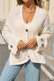 casual slight stretch knitted 5 colors v-neck button loose all-match sweater_Black_White_Gray_Pink_Beige