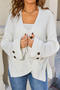 casual slight stretch knitted 5 colors v-neck button loose all-match sweater_Black_White