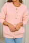 casual slight stretch knitted 3 colors single-breasted pocket loose sweater_Gray_Pink