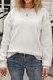 stylish slight stretch knitted 3 colors bow decor loose sweater_White