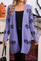 halloween casual slight stretch jacquard long sleeve cardigan sweater_Black_Orange_Light Purple