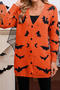 halloween casual slight stretch jacquard v-neck single-breasted sweater_Black_Orange
