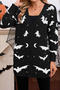 halloween casual slight stretch jacquard v-neck single-breasted sweater_Black