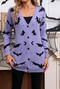 halloween casual slight stretch jacquard v-neck single-breasted sweater_Black_Orange_Light Purple