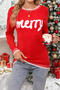 christmas stylish slight stretch letter jacquard long sleeve all-match sweater_Red