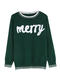 christmas stylish slight stretch letter jacquard long sleeve all-match sweater_Red_Dark Green