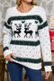 christmas stylish slight stretch deer and heart knitted all-match sweater_Red_Dark Green