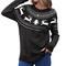 christmas stylish slight stretch deer and tree knitted all-match sweater_Black