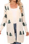 christmas casual slight stretch tree jacquard long sleeve cardigan sweater_Red_Dark Green_Beige