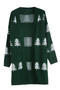 christmas casual slight stretch tree jacquard long sleeve cardigan sweater_Red_Dark Green