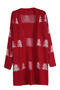 christmas casual slight stretch tree jacquard long sleeve cardigan sweater_Red